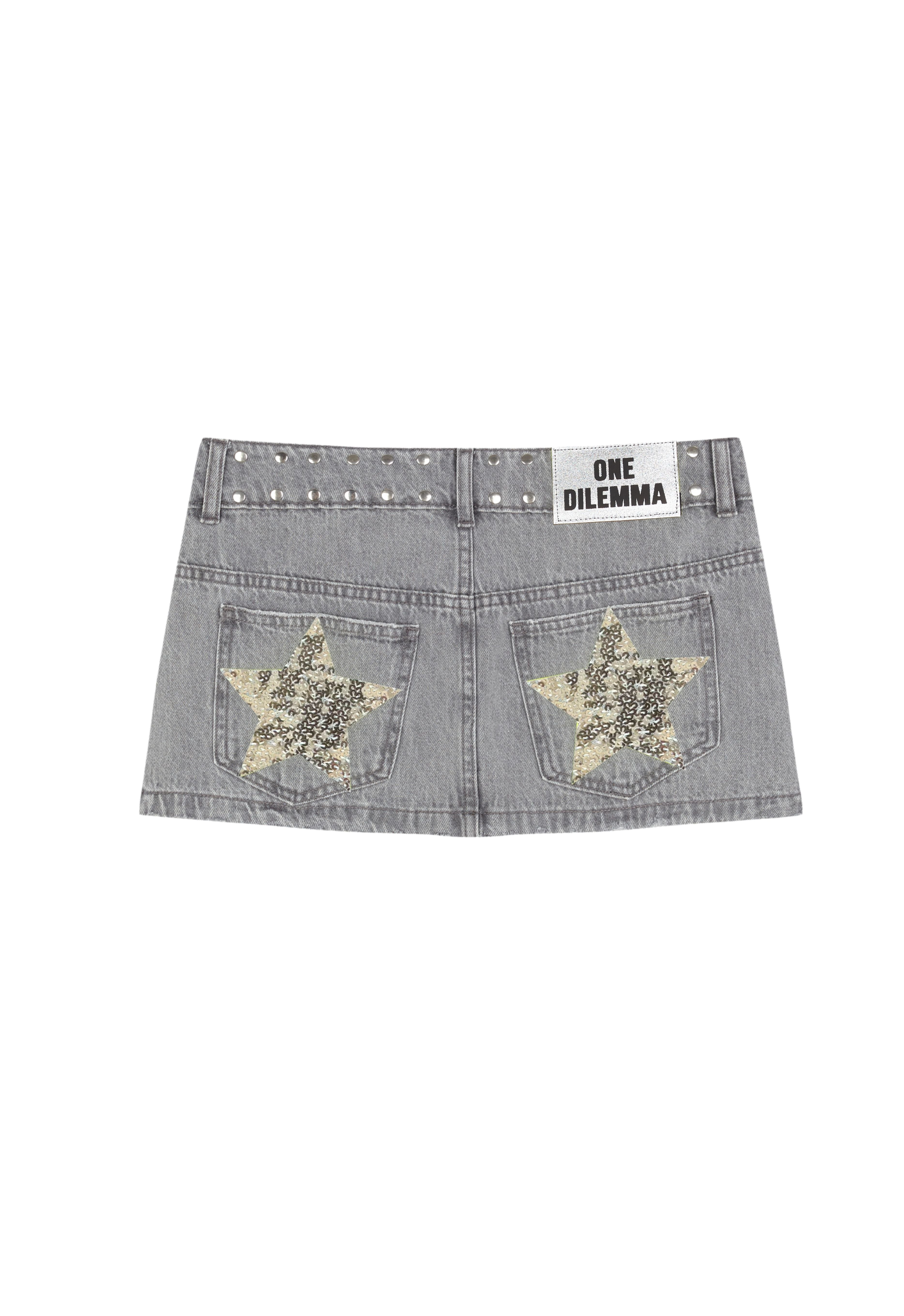 Mini-skirt silver sequins stars