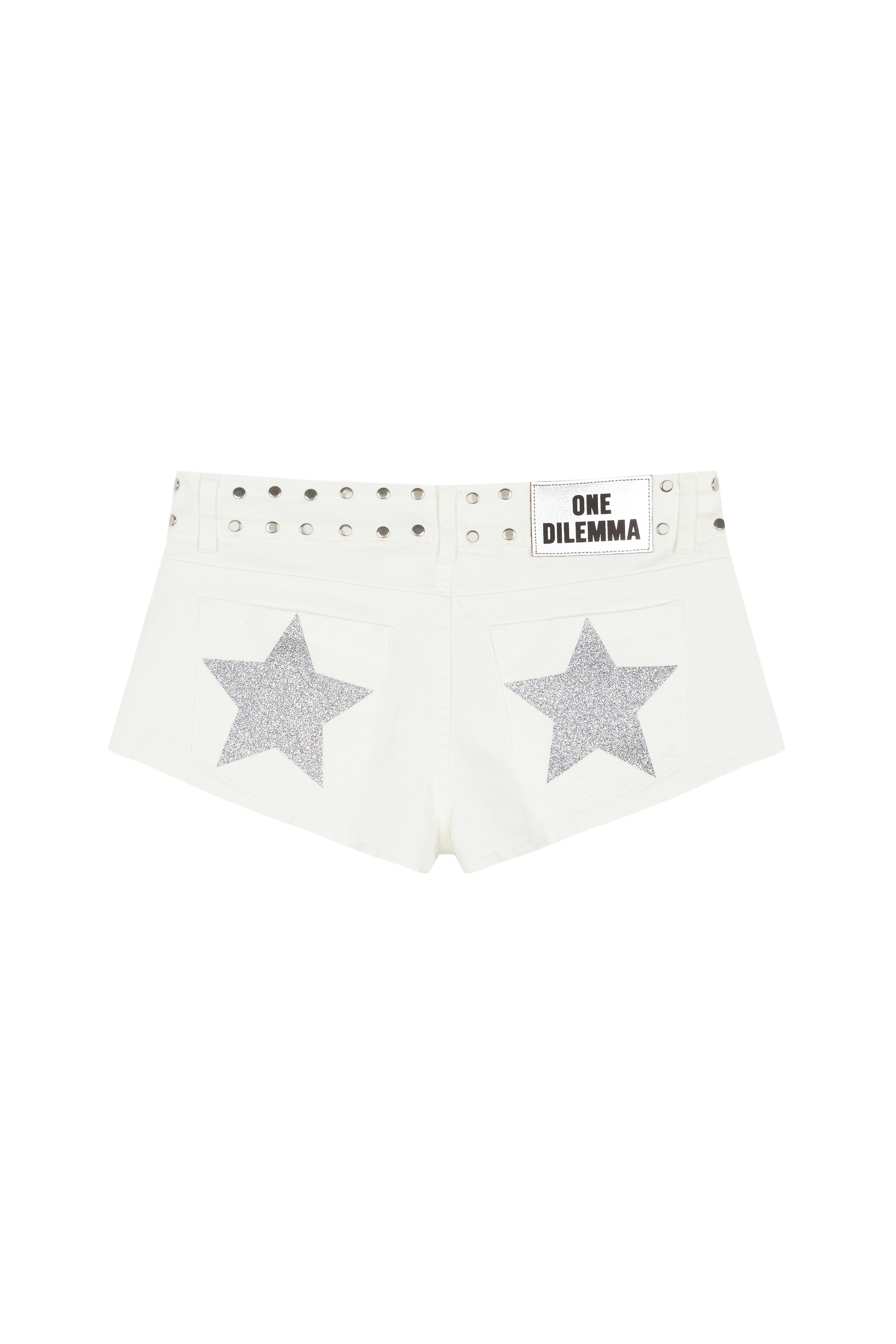 Mini-short white shiny stars